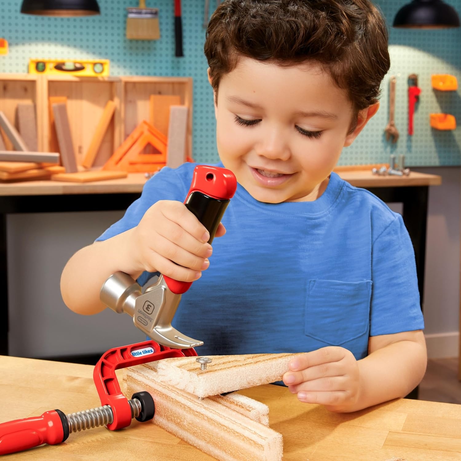 Little Tikes Creative Construction Hammer & Nail Set with 5 Accessories, Pretend Play Construction Set, for Boys and Girls Ages 3+ Years