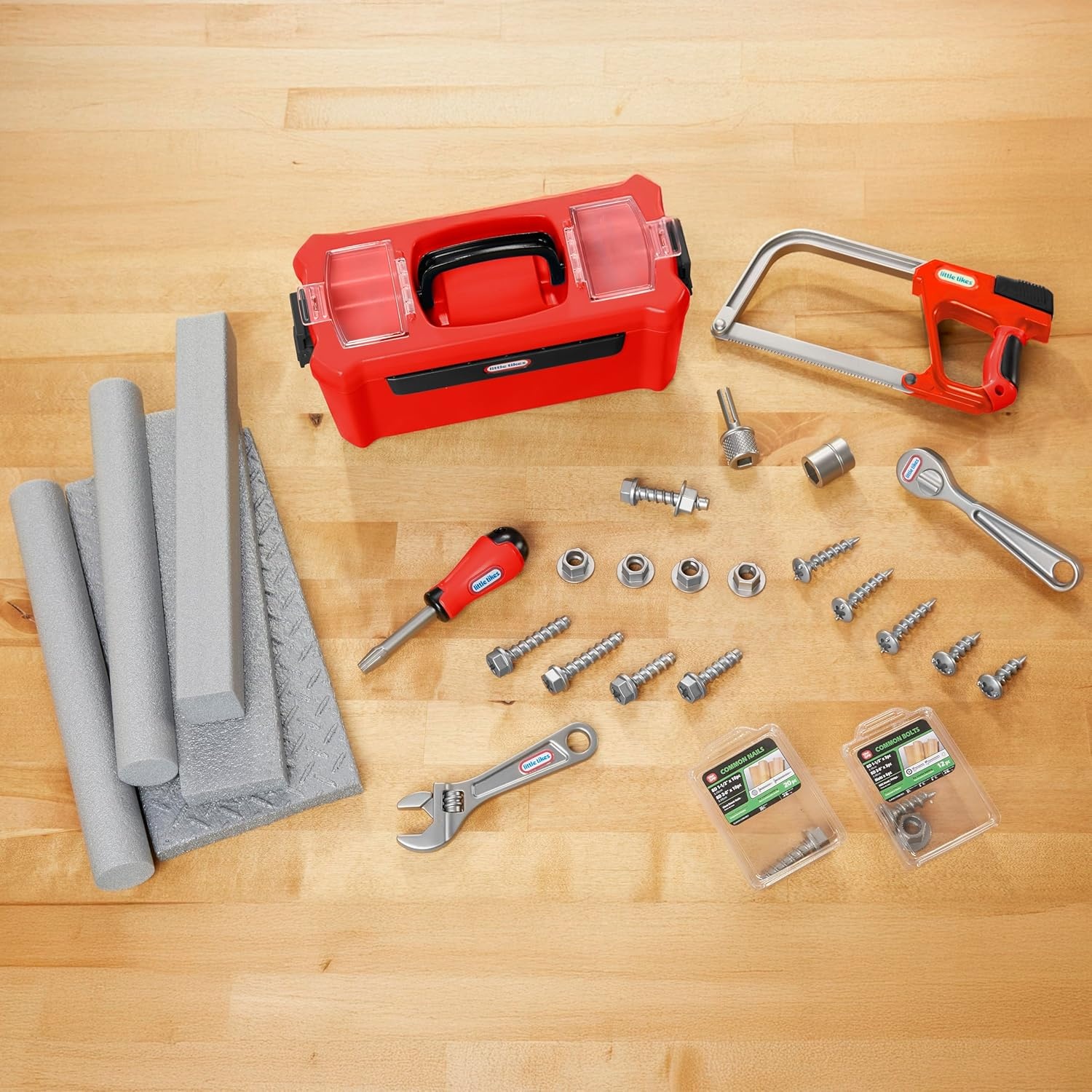 Little Tikes Creative Construction Tool Box Set with 9 Accessories, Pretend Play Construction Set, for Boys and Girls Ages 3+ Years(Toolbox)