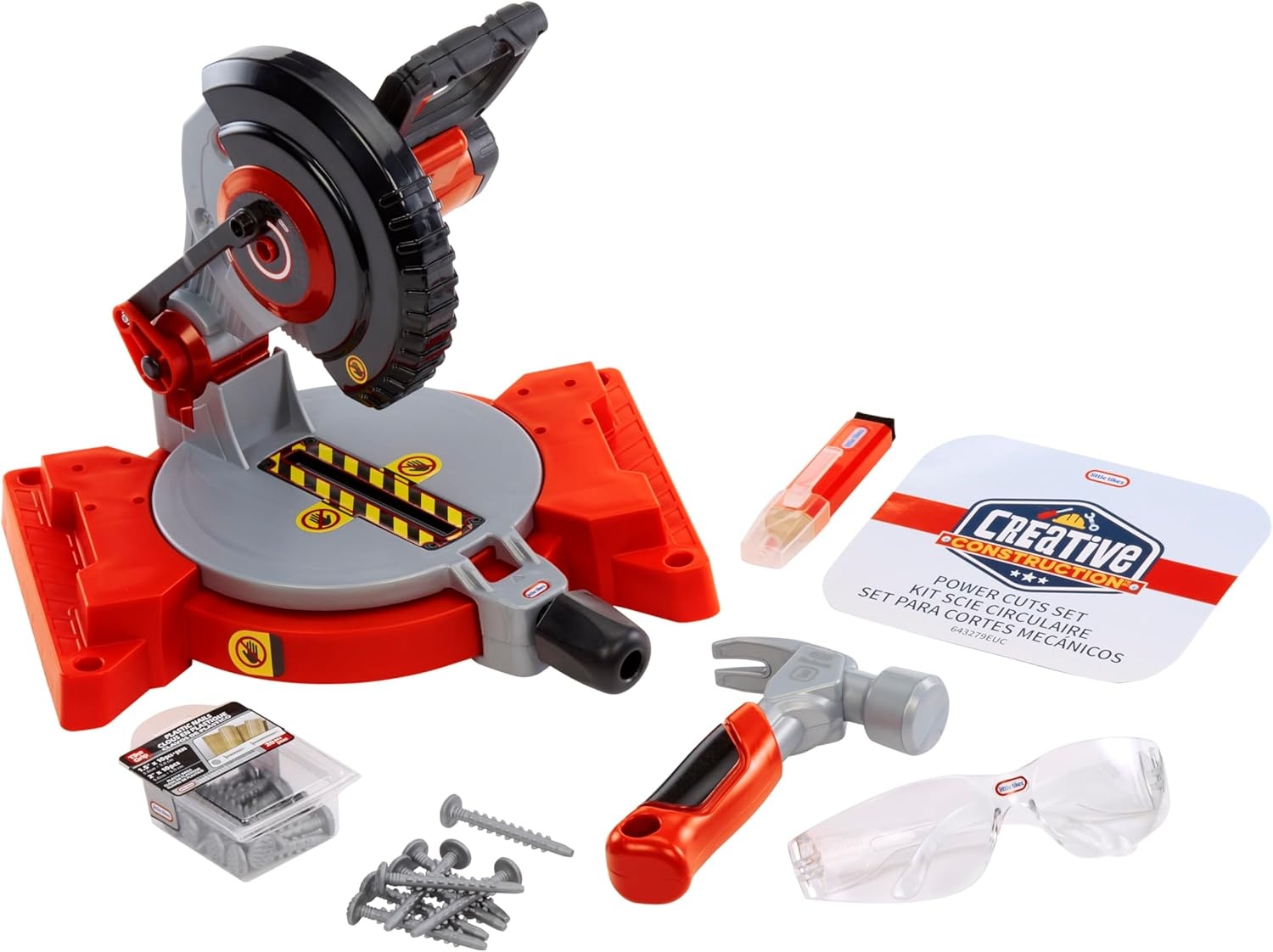 Little Tikes Creative Construction Power Cuts Set with 6 Accessories, Pretend Play Construction Set, for Boys and Girls Ages 3+ Years(Saw)