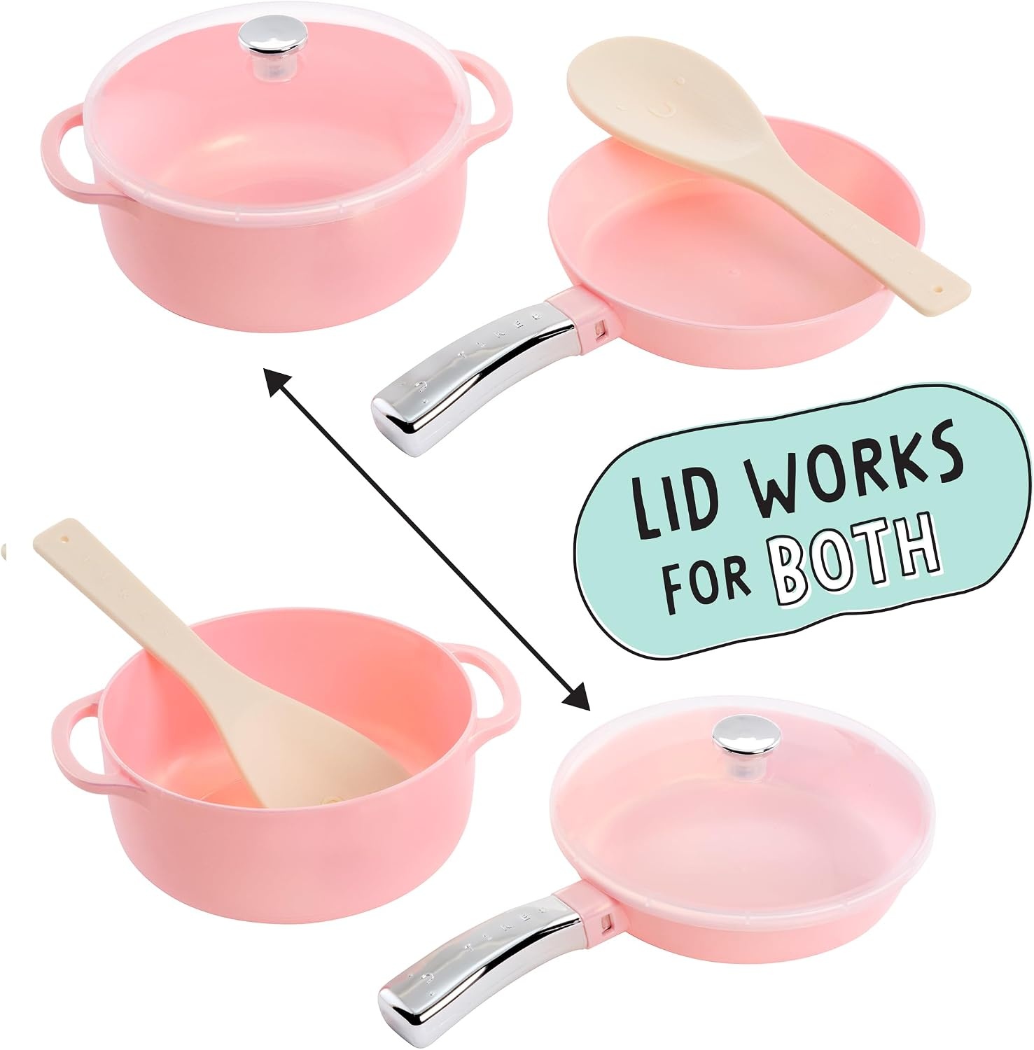 Little Tikes Sweet Spaces Pots & Pans Set, Pink, Play Kitchen Cookware, Boys and Girls Ages 3+ Years