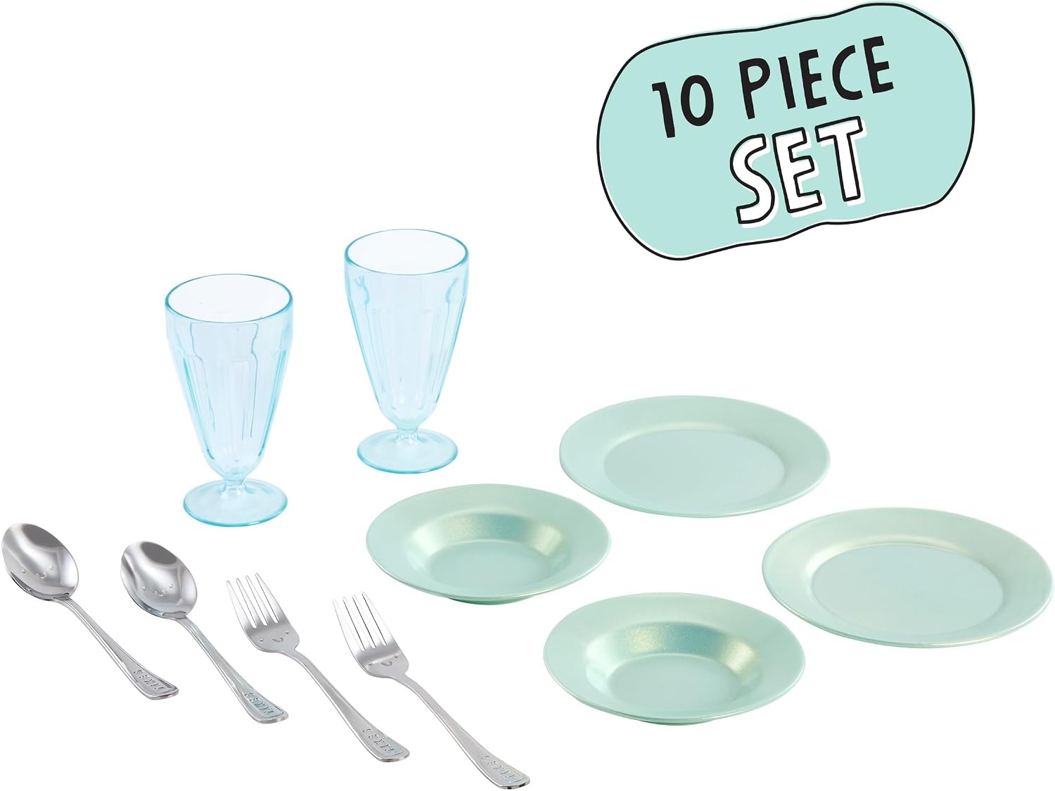 Little Tikes Sweet Spaces Dishware Set, Sea Foam, Play Kitchen Cookware, Boys and Girls Ages 3+ Years