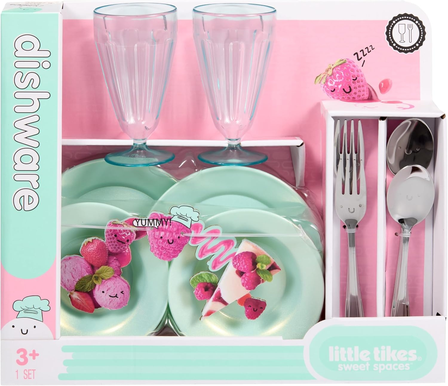 Little Tikes Sweet Spaces Dishware Set, Sea Foam, Play Kitchen Cookware, Boys and Girls Ages 3+ Years
