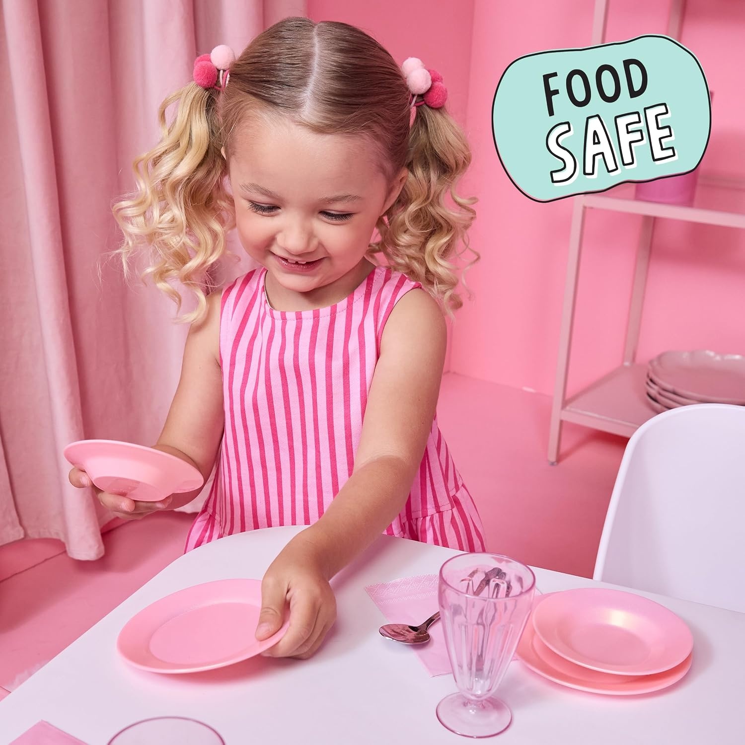 Little Tikes Sweet Spaces Dishware Set, Pink, Play Kitchen Cookware, Boys and Girls Ages 3+ Years