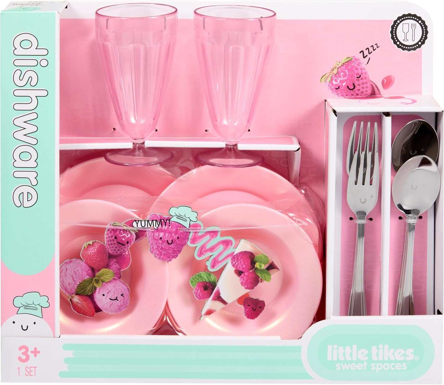 Little Tikes Sweet Spaces Dishware Set, Pink, Play Kitchen Cookware, Boys and Girls Ages 3+ Years
