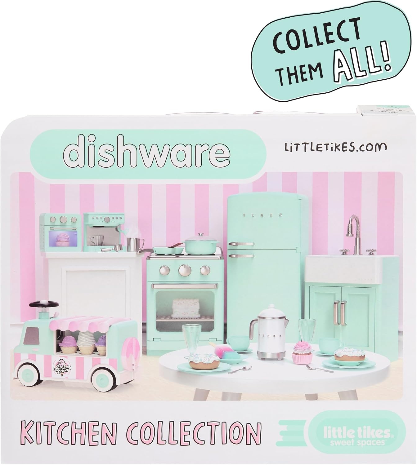 Little Tikes Sweet Spaces Dishware Set, Pink, Play Kitchen Cookware, Boys and Girls Ages 3+ Years