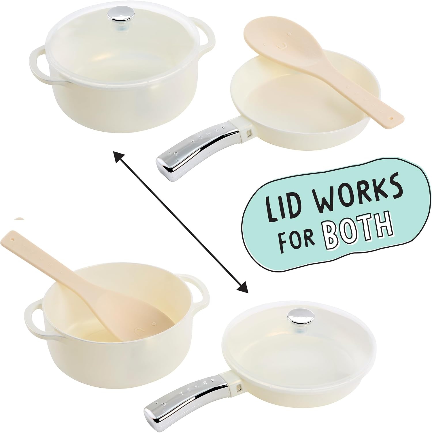 Little Tikes Sweet Spaces Pots & Pans Set, White, Play Kitchen Cookware, for Boys and Girls Ages 3+ Years