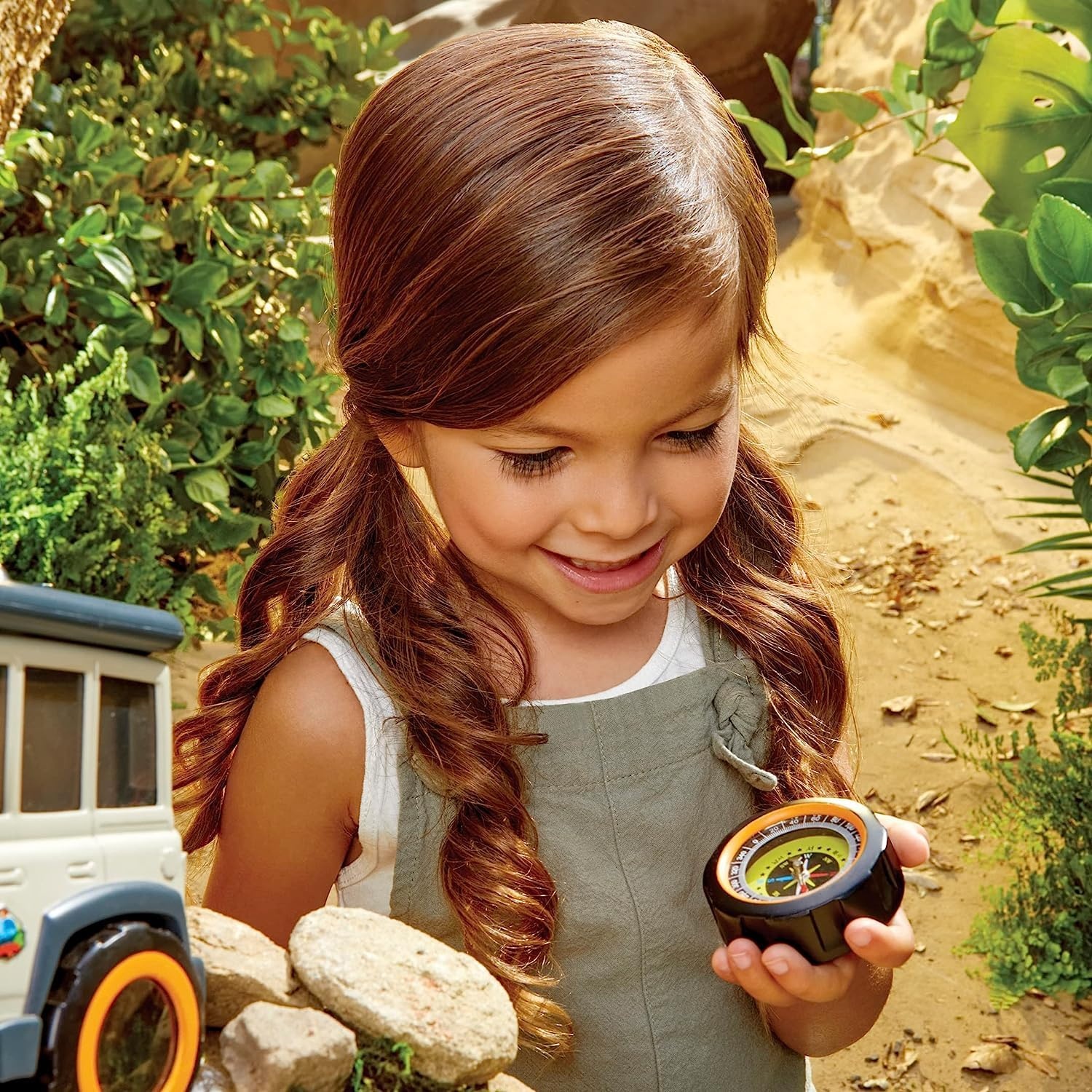 Big Adventures Binocular Searching Safari SUV STEM Toy Vehicle with Binoculars, Flashlight, and Compass for Girls, Boys, Kids Ages 3+