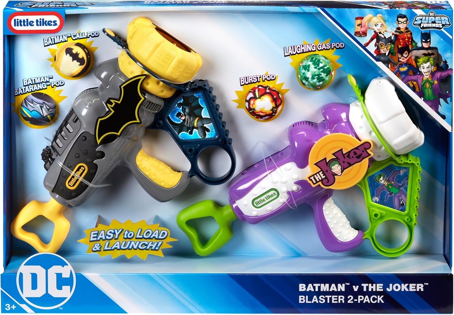 Little Tikes Batman & The Joker Boom Blaster 2 Pack, DC Active Play Toy Blasters, for Boys and Girls Ages 3+ Years