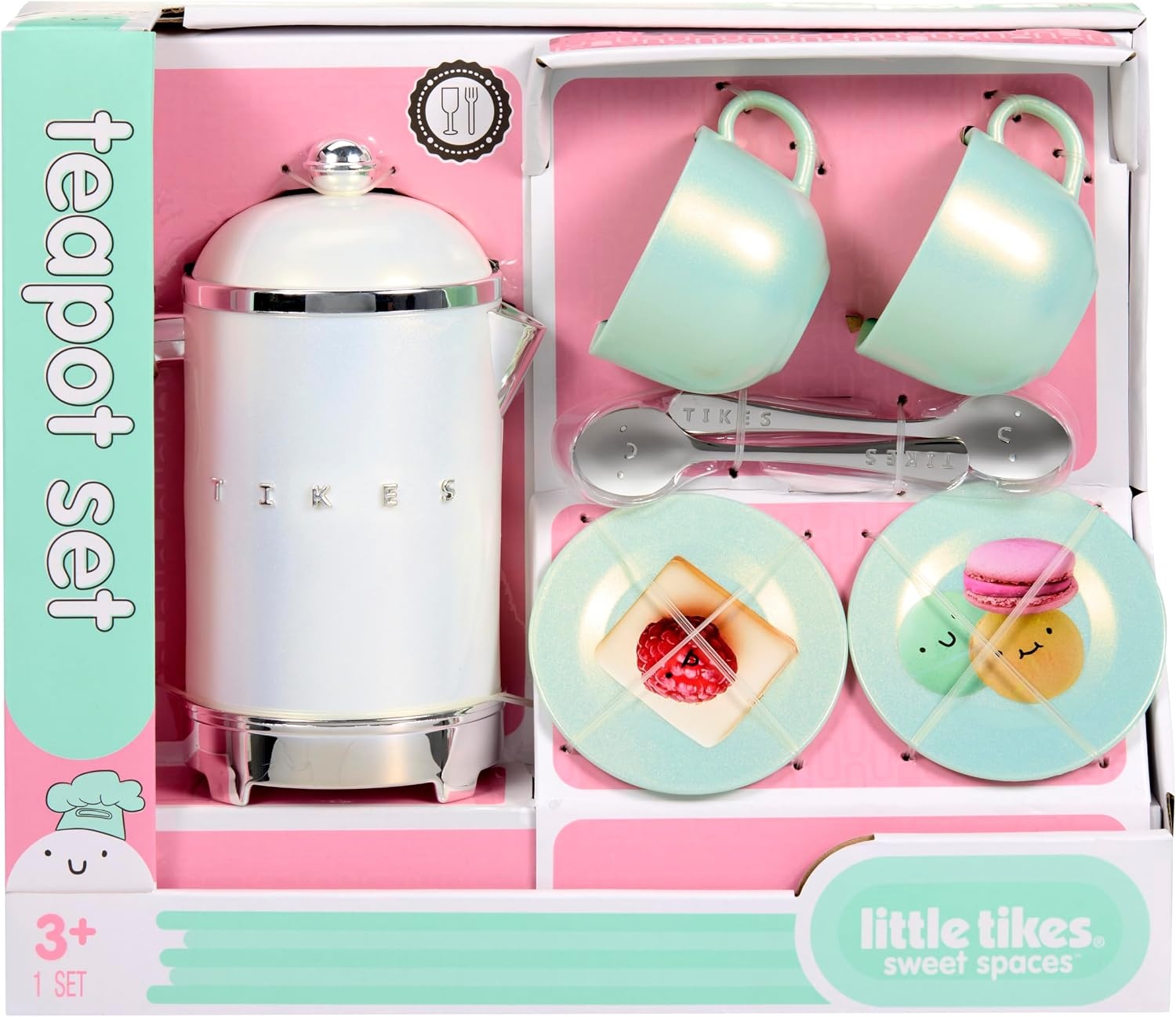 Little Tikes Sweet Spaces Tea Set, Sea Foam, Play Kitchen Cookware, Boys and Girls Ages 3+ Years