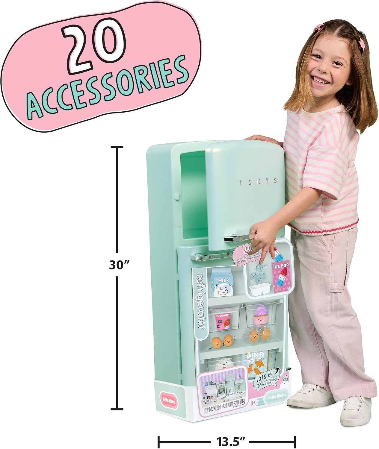 Little Tikes Sweet Spaces Modular Kitchen Refrigerator – Sea Foam, Imaginative Play, Pretend Play Kitchen, Boys and Girls Ages 3+ Years