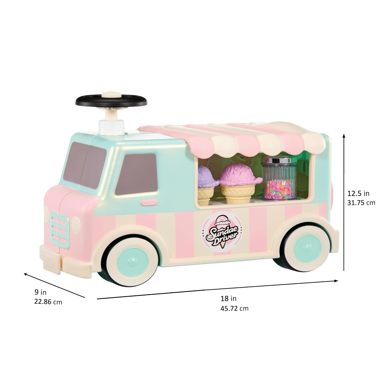 Little Tikes Sweet Spaces Ice Cream Scoot ‘n Serve, Ride-On, Indoor and Outdoor Play, Boys and Girls Ages 1-3 Years