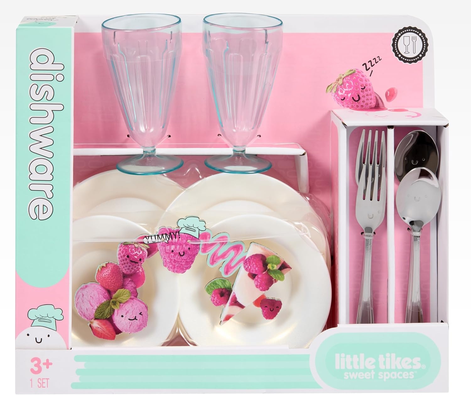 Little Tikes Sweet Spaces Dishware Set, White, Play Kitchen Cookware, Boys and Girls Ages 3+ Years