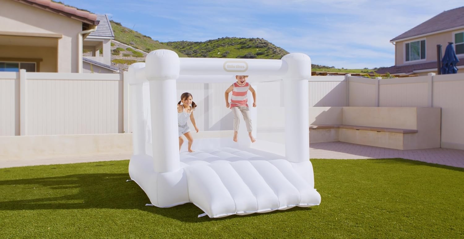 Little Tikes Jr. Jump ‘n Slide Bouncer — White, Active Play, Outdoor Bouncer, Boys and Girls Ages 2-8 Years
