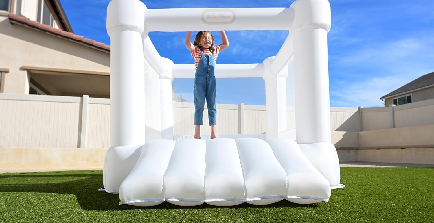 Little Tikes Jr. Jump ‘n Slide Bouncer — White, Active Play, Outdoor Bouncer, Boys and Girls Ages 2-8 Years