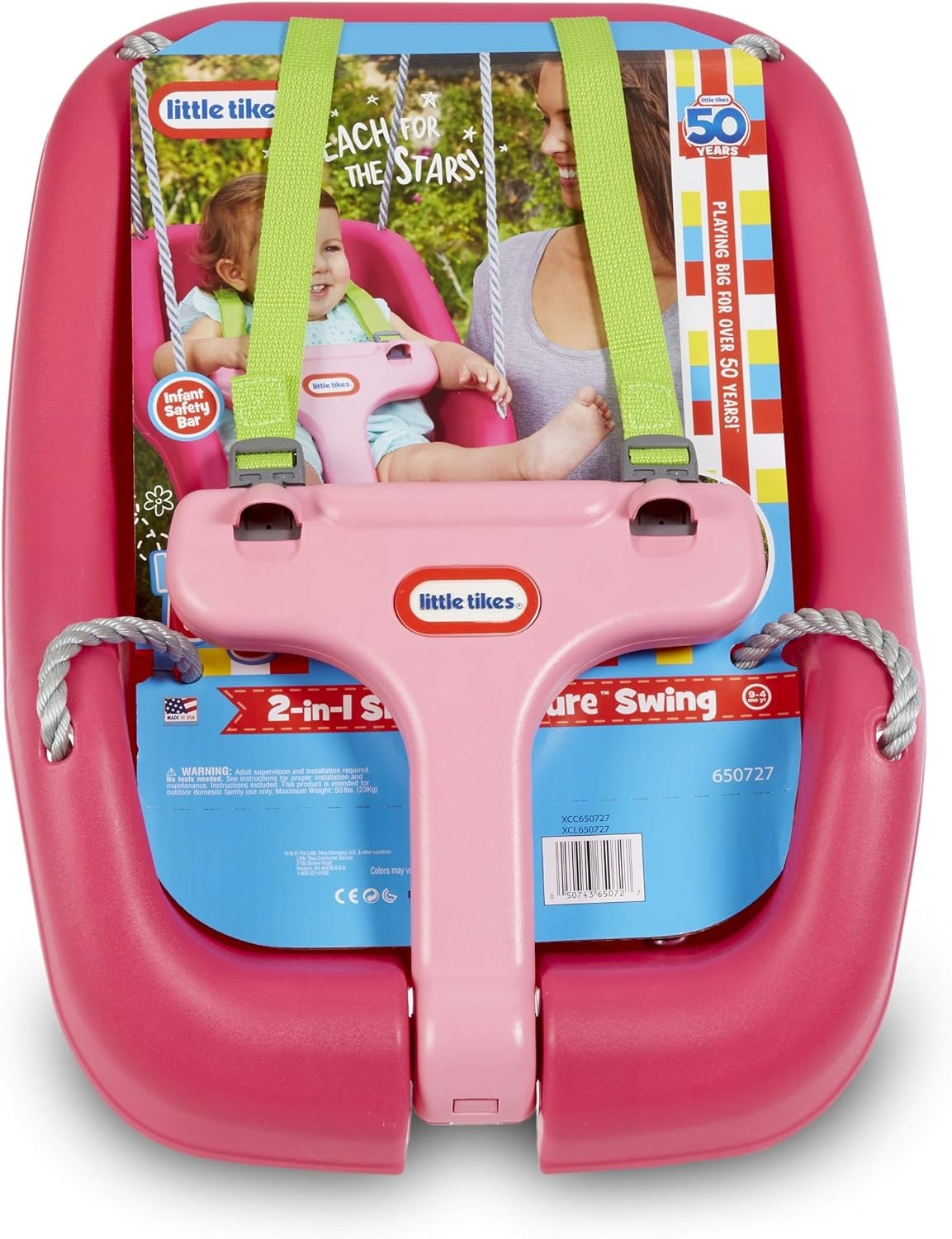 Little Tikes Snug ‘n Secure Pink Swing with Adjustable Straps, 2-in-1 for Baby and Toddlers Ages 9 Months – 4 Years,16″D x 16.3″W x 17″H(Magenta)