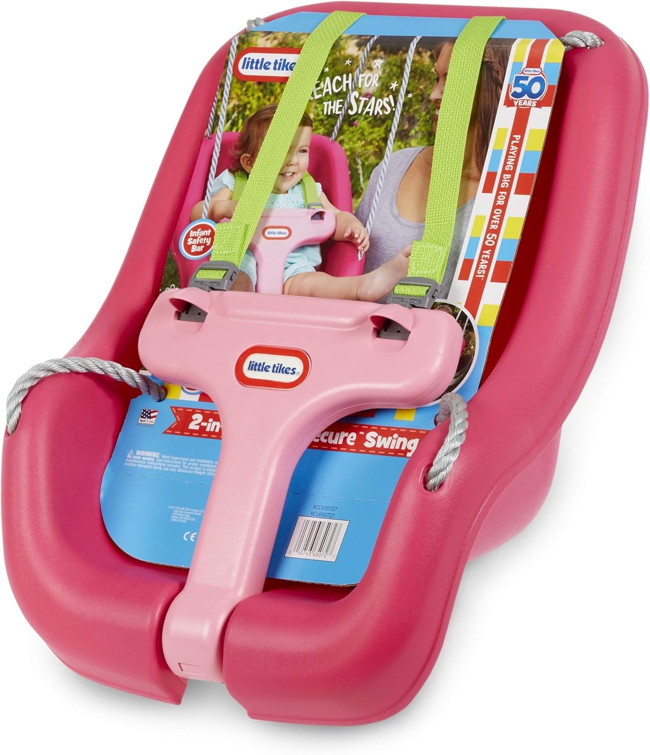 Little Tikes Snug ‘n Secure Pink Swing with Adjustable Straps, 2-in-1 for Baby and Toddlers Ages 9 Months – 4 Years,16″D x 16.3″W x 17″H(Magenta)
