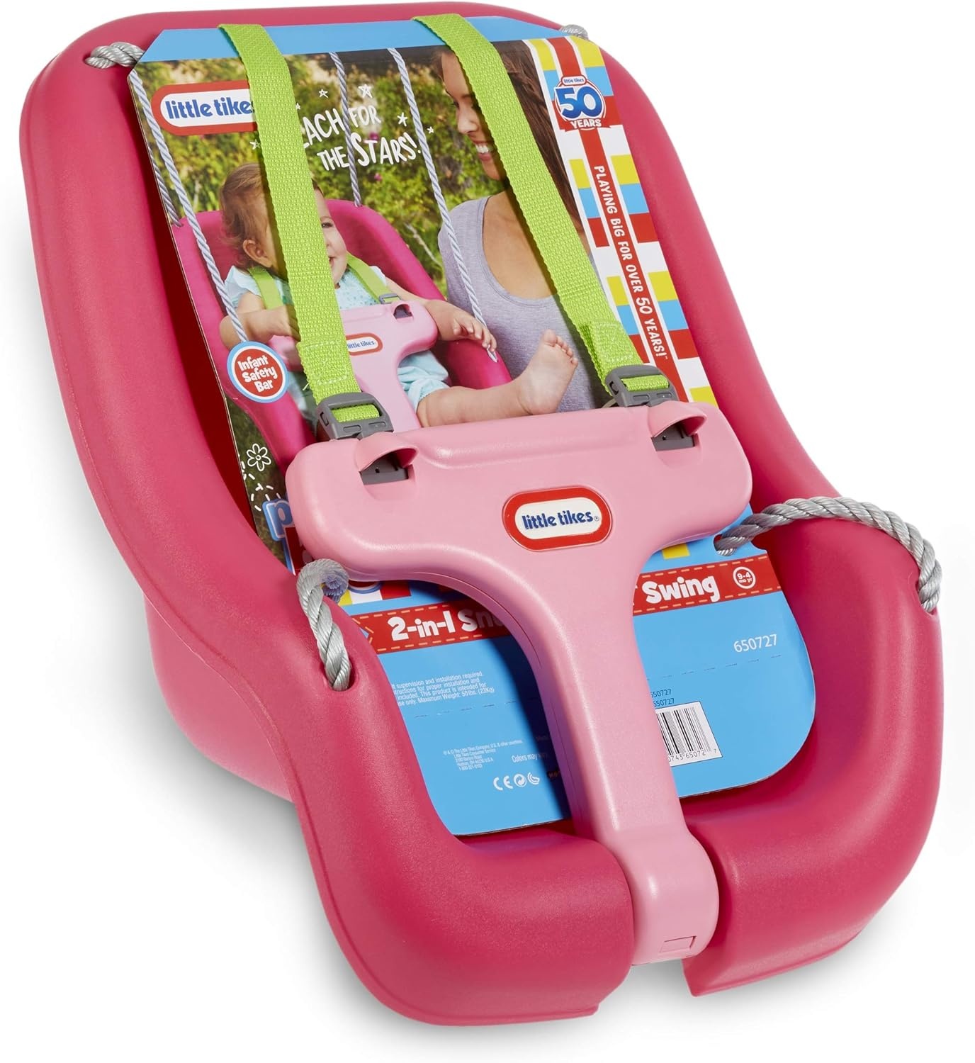Little Tikes Snug ‘n Secure Pink Swing with Adjustable Straps, 2-in-1 for Baby and Toddlers Ages 9 Months – 4 Years,16″D x 16.3″W x 17″H(Magenta)