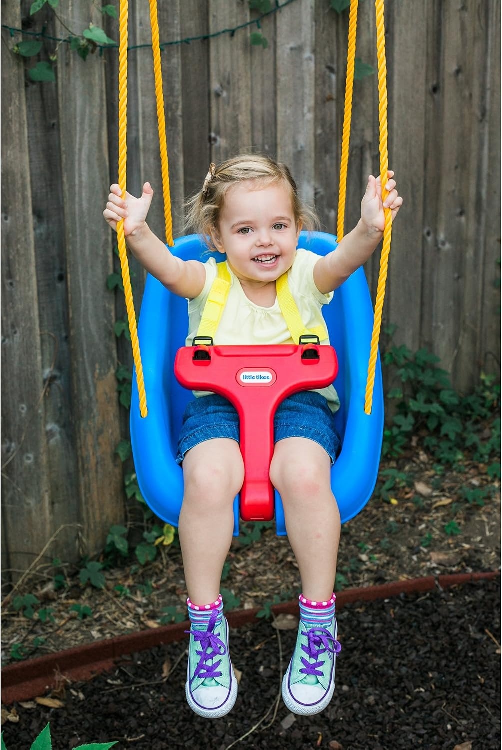 Little Tikes Snug ‘n Secure Blue Swing with Adjustable Straps, 2-in-1 for Baby and Toddlers Ages 9 Months – 4 Years