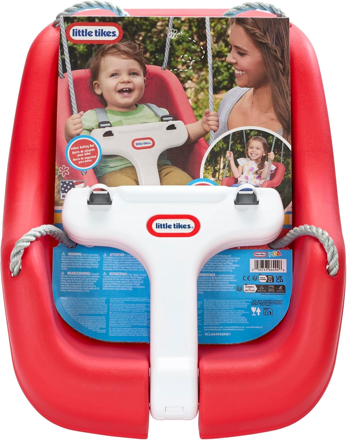 Little Tikes Snug ‘n Secure Pink Swing with Adjustable Straps, 2-in-1 for Baby and Toddlers Ages 9 Months – 4 Years,16″D x 16.3″W x 17″H(Red)