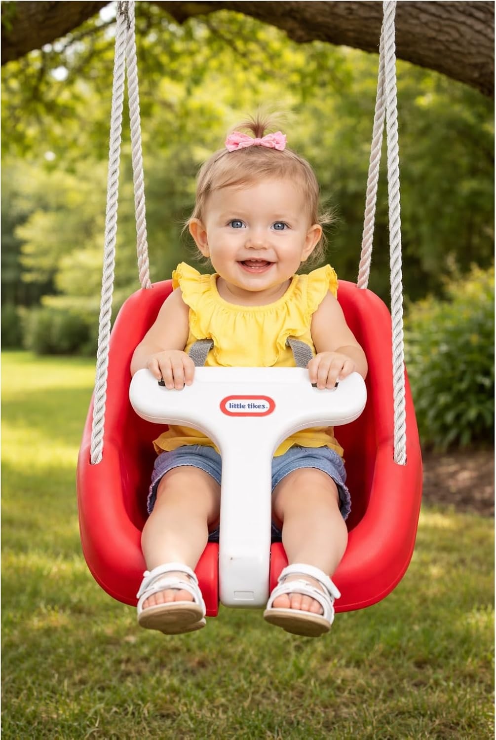 Little Tikes Snug ‘n Secure Pink Swing with Adjustable Straps, 2-in-1 for Baby and Toddlers Ages 9 Months – 4 Years,16″D x 16.3″W x 17″H(Red)