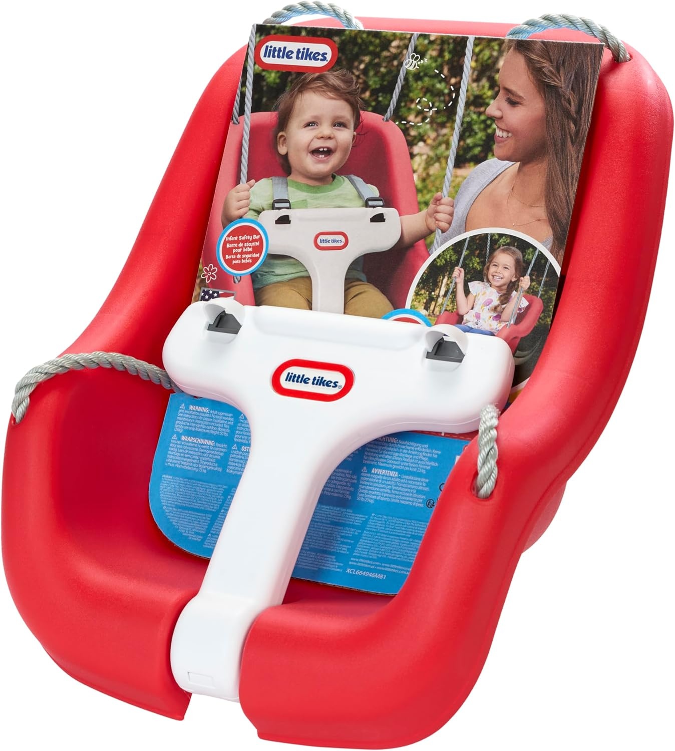 Little Tikes Snug ‘n Secure Pink Swing with Adjustable Straps, 2-in-1 for Baby and Toddlers Ages 9 Months – 4 Years,16″D x 16.3″W x 17″H(Red)