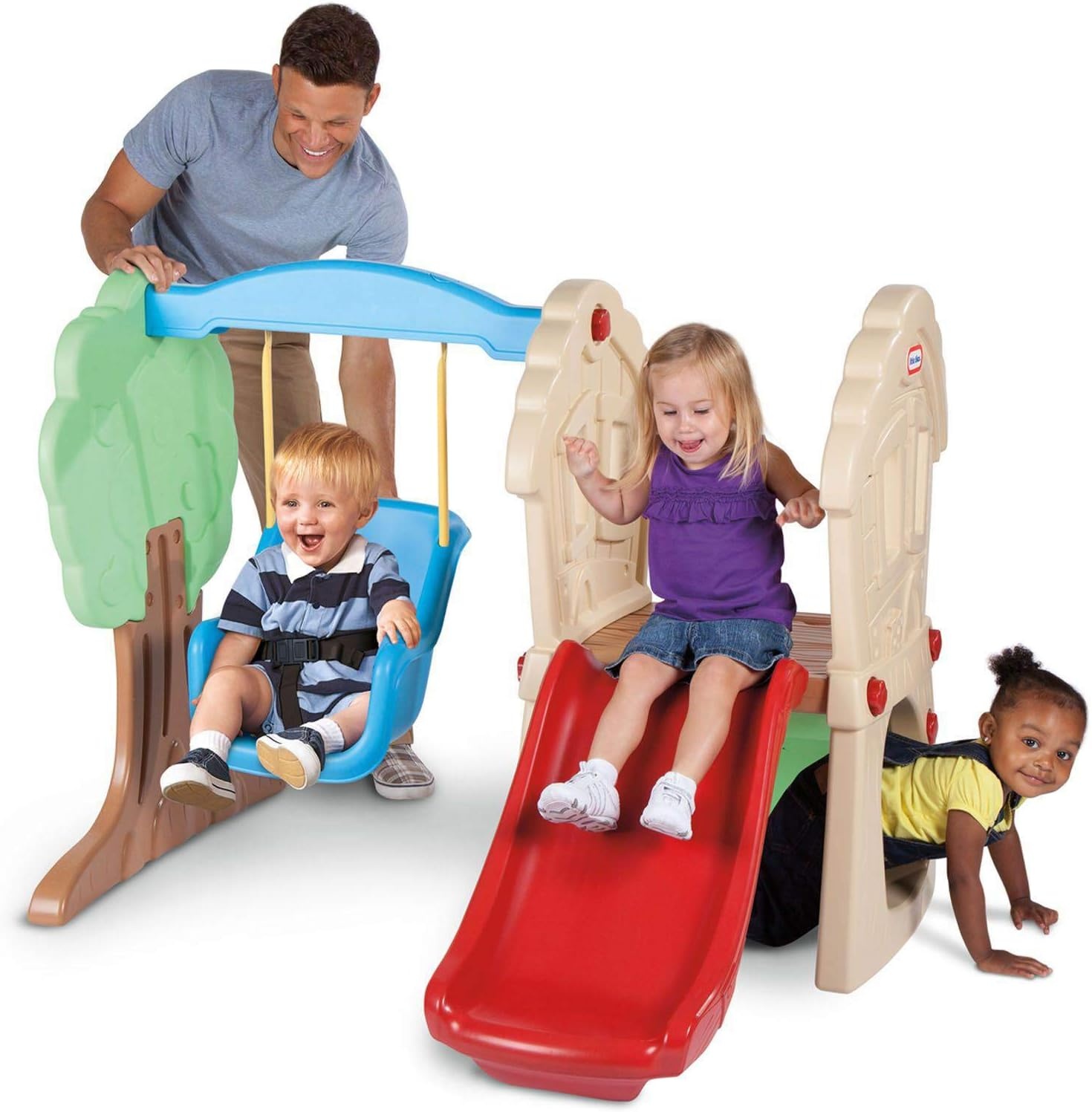 Little Tikes Hide & Seek Climber and Swing, Indoor Outdoor with Slide – Easy Set Up – Toddler Playset, 53.50L x 52.00W x 41.00H