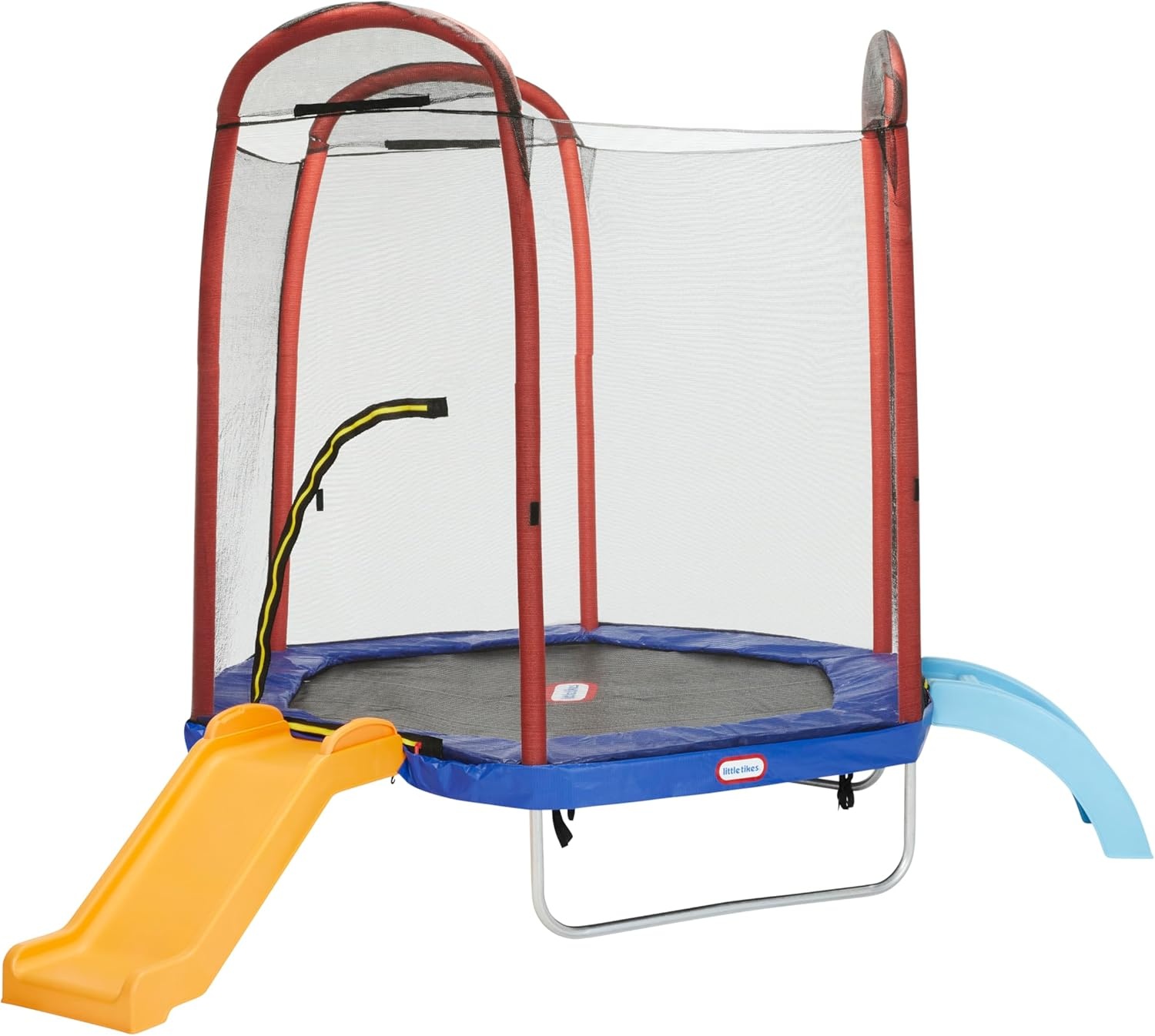 Little Tikes Climb ‘n Slide 7ft Trampoline Outdoor, Ages 3-10 with Slide and Climbing Steps, Boys and Girls, Attached Shoe Holder