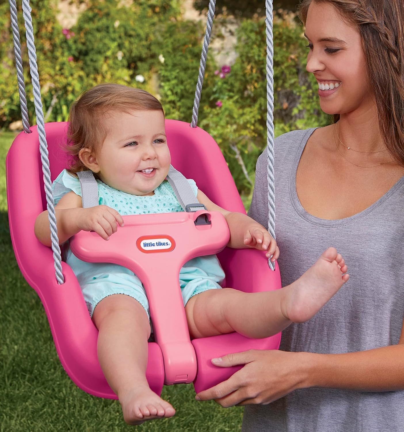 Little Tikes Snug ‘n Secure Pink Swing with Adjustable Straps, 2-in-1 for Baby and Toddlers Ages 9 Months – 4 Years,16″D x 16.3″W x 17″H(Pink)
