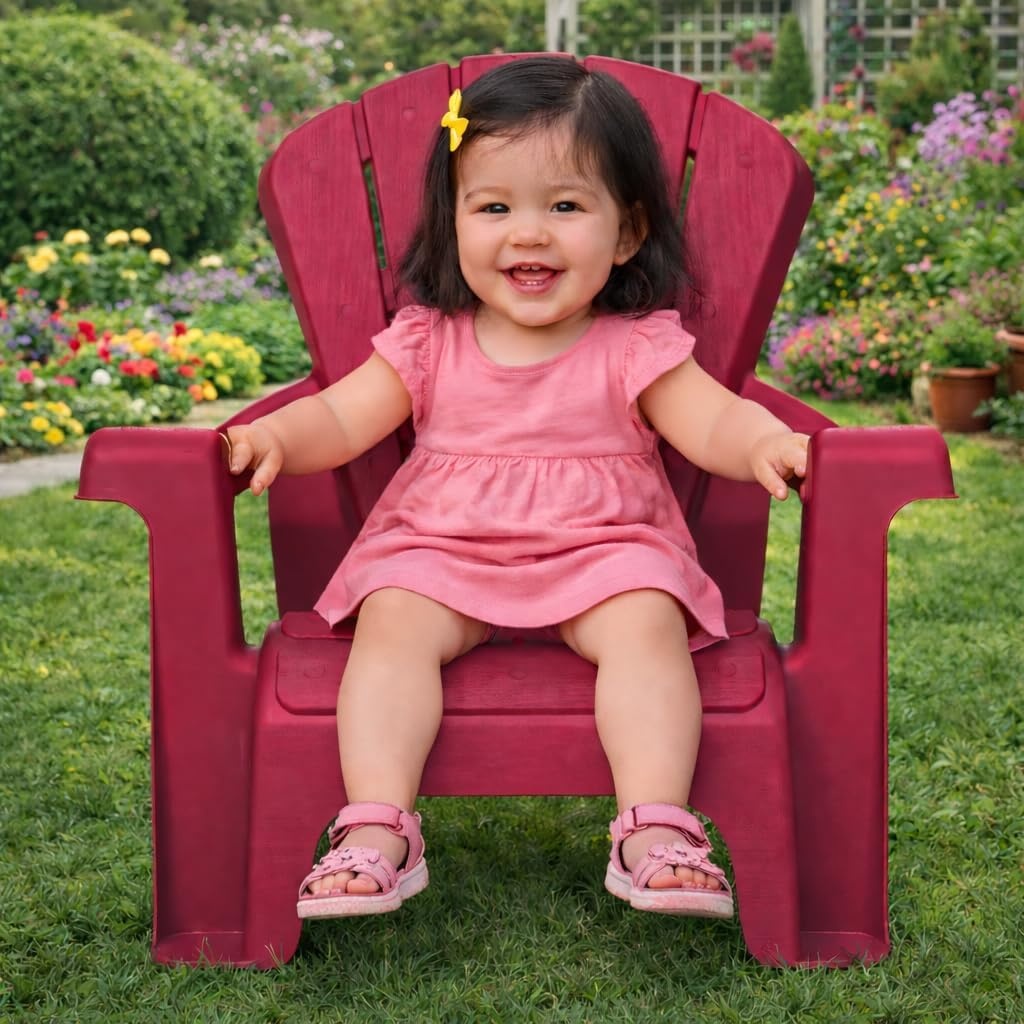 Little Tikes Kids Garden Chair 4 Pack in Red, Outdoor Toddler Activity Adirondack Chairs for Picnic, Garden, Patio, Backyard & Beach, Outdoor Chair Set(2 Pack)