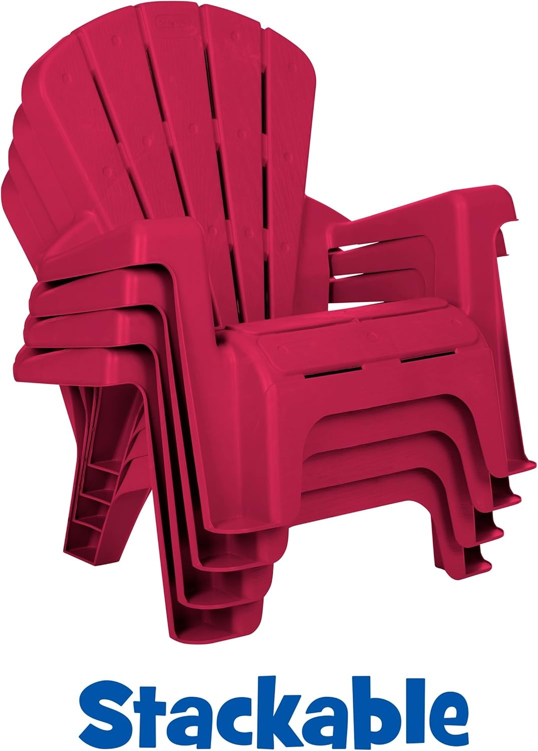 Little Tikes Kids Garden Chair 4 Pack in Red, Outdoor Toddler Activity Adirondack Chairs for Picnic, Garden, Patio, Backyard & Beach, Outdoor Chair Set(4 Pack)