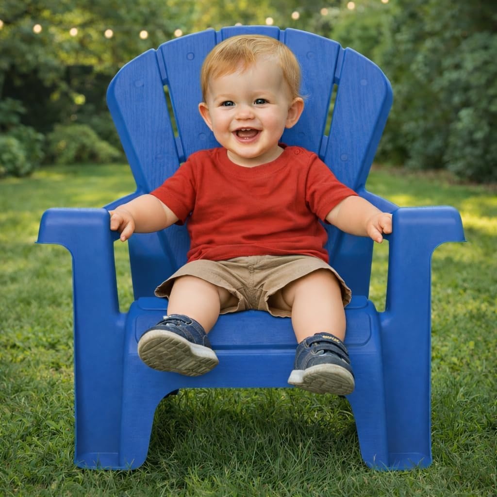 Little Tikes Kids Garden Chair 2 Pack in Blue, Outdoor Toddler Activity Adirondack Chairs for Picnic, Garden, Patio, Backyard & Beach, Outdoor Chair Set(4 Pack)