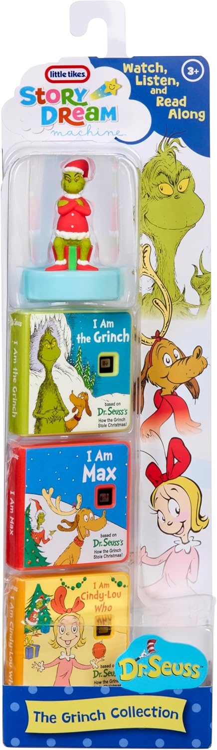 Little Tikes Story Dream Machine Dr. Seuss Grinch Collection, Storytime, Books, Audio Play Character, Gift and Toy for Toddlers and Kids Girls Boys Ages 3+ Years