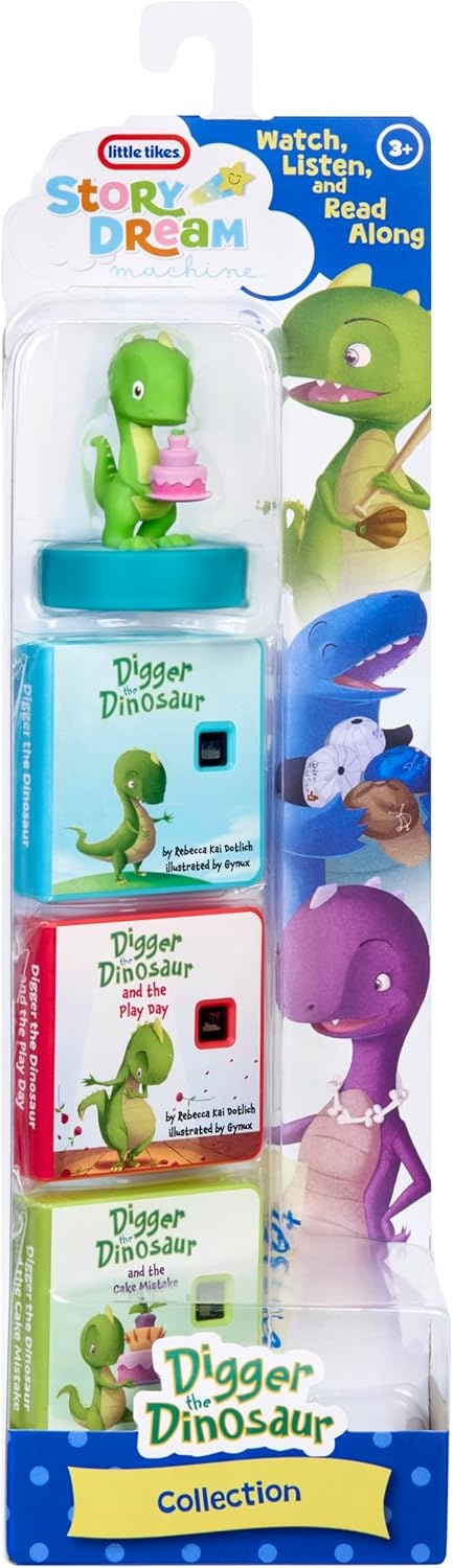 Little Tikes Story Dream Machine HarperCollins Digger the Dinosaur Collection, Storytime, Books, Audio Play Character, Gift and Toy for Toddlers and Kids Girls Boys Ages 3+ Years