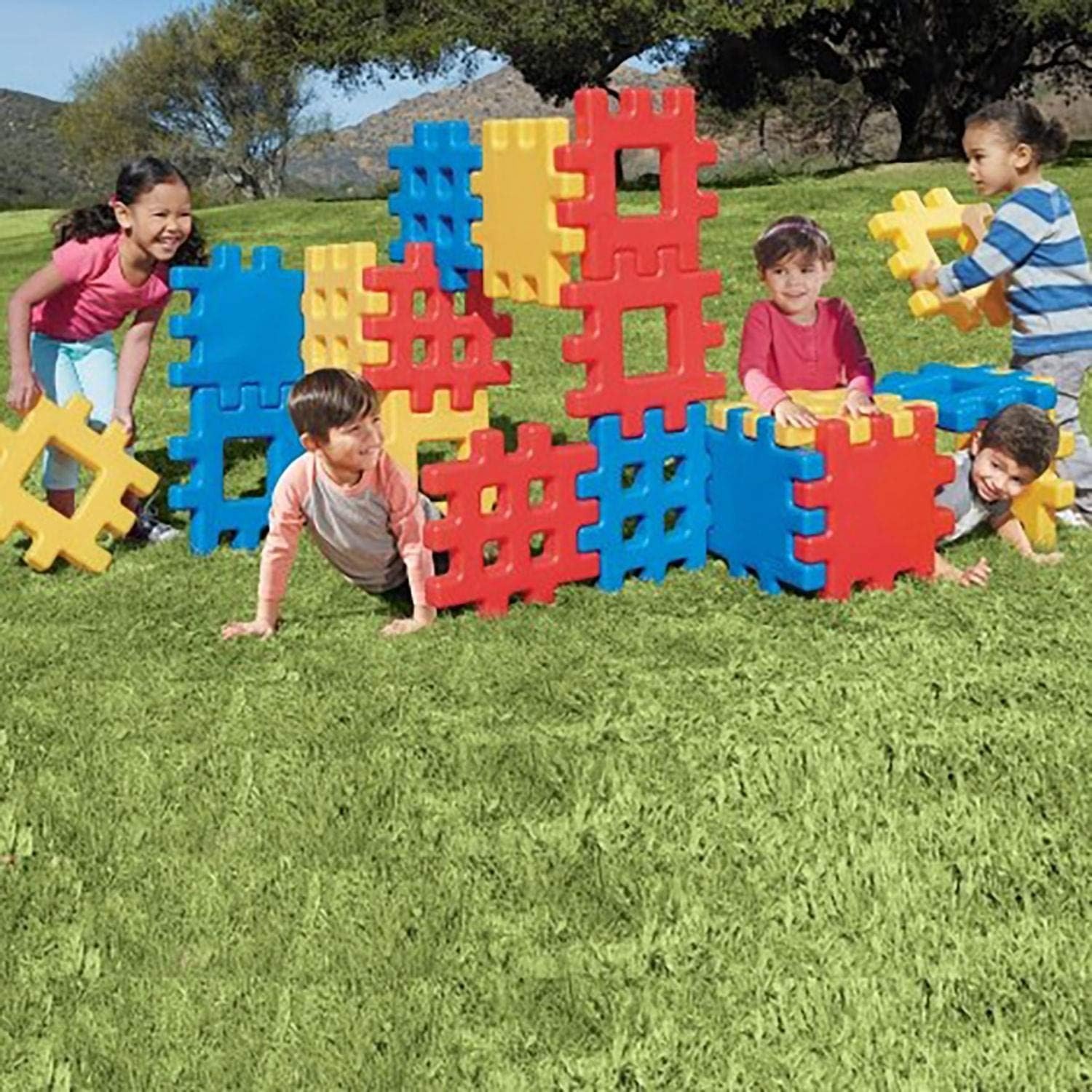 Little Tikes Big Waffle Block Set – 18 pieces, Blue/Red/Yellow(Big Waffle Block Set)