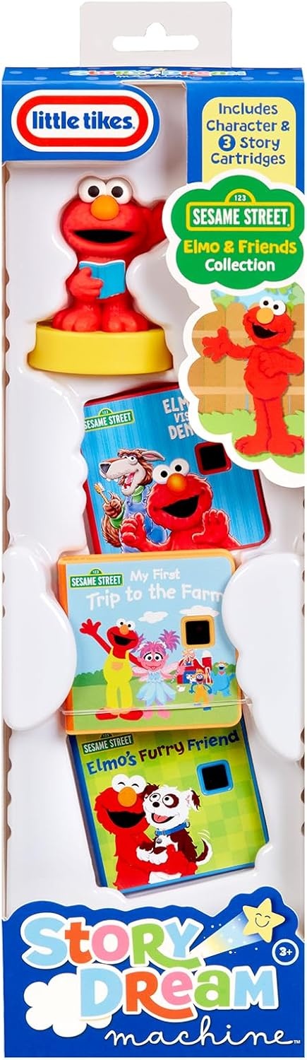 Little Tikes Story Dream Machine Sesame Street Story Collection – Elmo and Friends Collection – 3 Storytime Books and 1 Audio Play Character – For Toddlers and Kids, Toy For Ages 3+ years(Pink and Red)