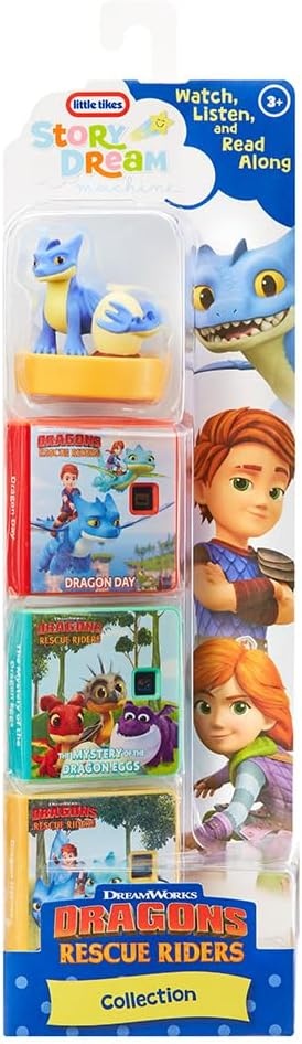 Little Tikes Story Dream Machine Sesame Street Story Collection – Elmo and Friends Collection – 3 Storytime Books and 1 Audio Play Character – For Toddlers and Kids, Toy For Ages 3+ years(Dragons: Rescue Riders)