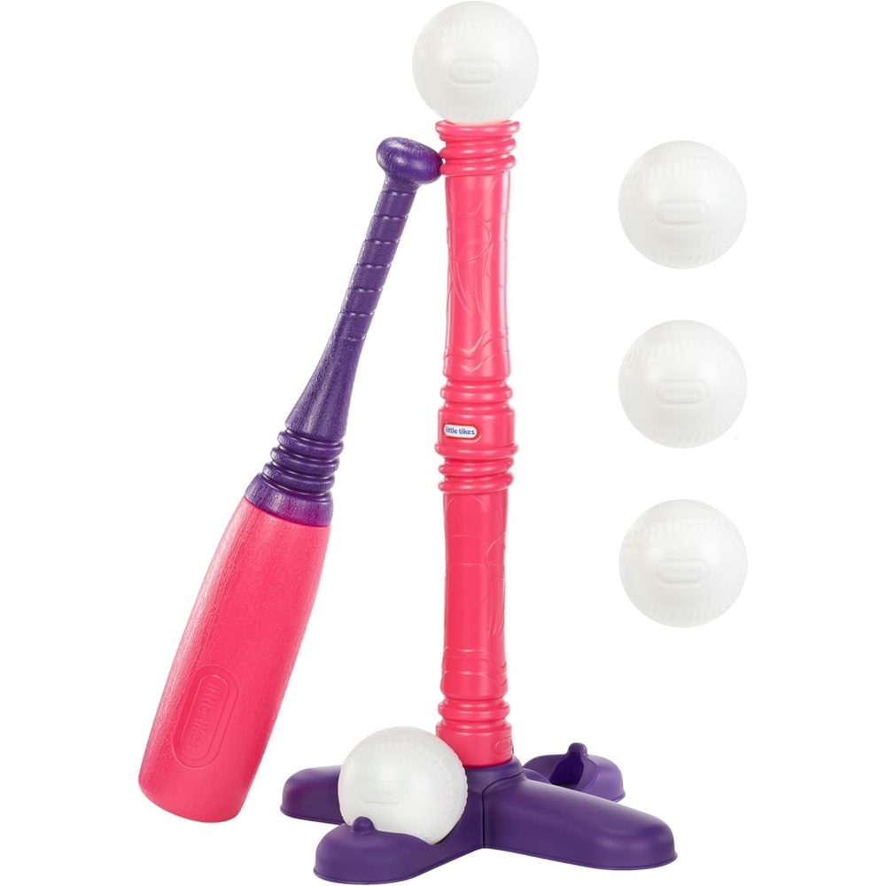 Little Tikes T-Ball Set, Pink, 5 Balls, for Toddlers Ages 18+ Months – Amazon Exclusive(Full Set – T  Baseball Bat & 5 Balls)