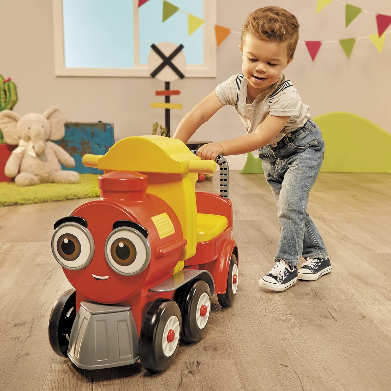 Little Tikes® Cozy Train Scoot Ride-On with Track, Under Seat Storage and Working Bell for Indoor & Outdoor Train Themed Play for Preschool Kids, Boys, Girls Ages 1-5 Years