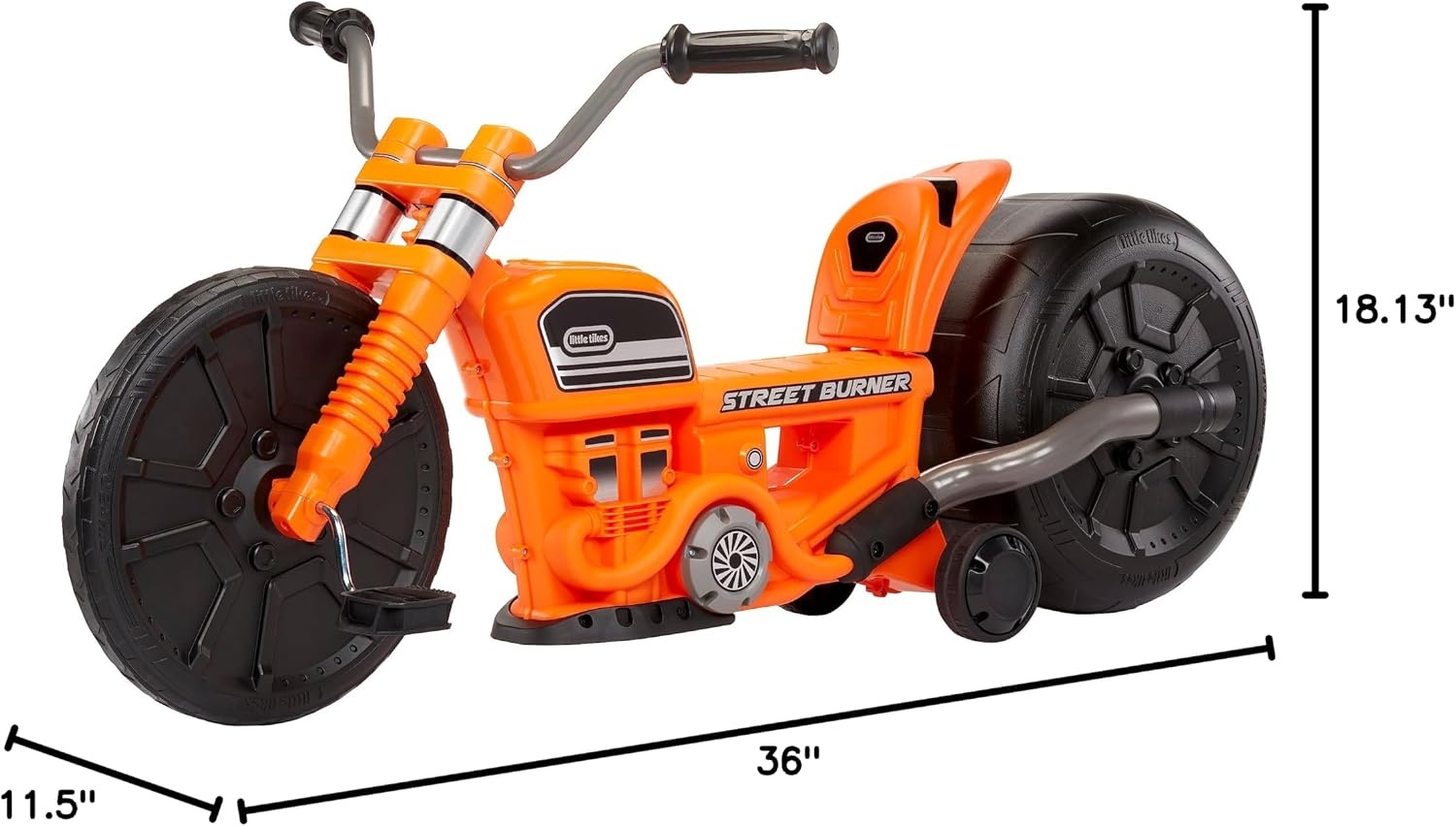 Little Tikes Street Burner Ride-On with Motorcycle Styling, Adjustable Seat, Durable Wheels, Removeable Training Wheels for Kids, Children, Toddlers, Girls, Boys, Ages 3+ Years