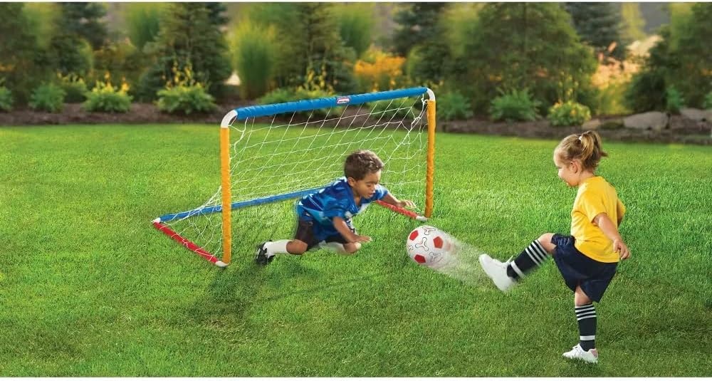 Little Tikes Easy Score Soccer Set Game Outdoor Toys for Backyard Fun Summer Play – Goal with Net, Soccer Ball, and Pump Included – Lawn Activities for Kids, Toddlers, Boys Girls Ages 2+