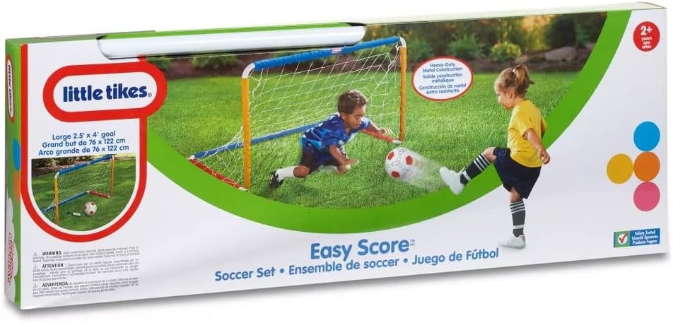 Little Tikes Easy Score Soccer Set Game Outdoor Toys for Backyard Fun Summer Play – Goal with Net, Soccer Ball, and Pump Included – Lawn Activities for Kids, Toddlers, Boys Girls Ages 2+