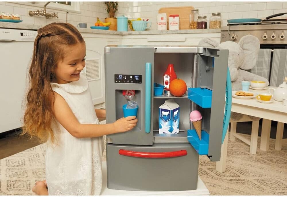 Little Tikes First Fridge Refrigerator with Ice Dispenser Pretend Play Appliance for Kids, Play Kitchen Set with Playset Accessories Unique Toy Multi-Color, 15.8 Wide x 11.5 deep x 23 Tall(Fridge)