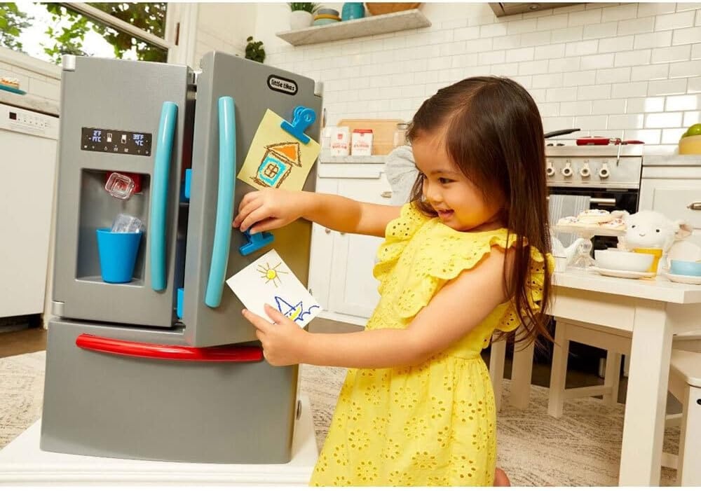 Little Tikes First Fridge Refrigerator with Ice Dispenser Pretend Play Appliance for Kids, Play Kitchen Set with Playset Accessories Unique Toy Multi-Color, 15.8 Wide x 11.5 deep x 23 Tall(Fridge)