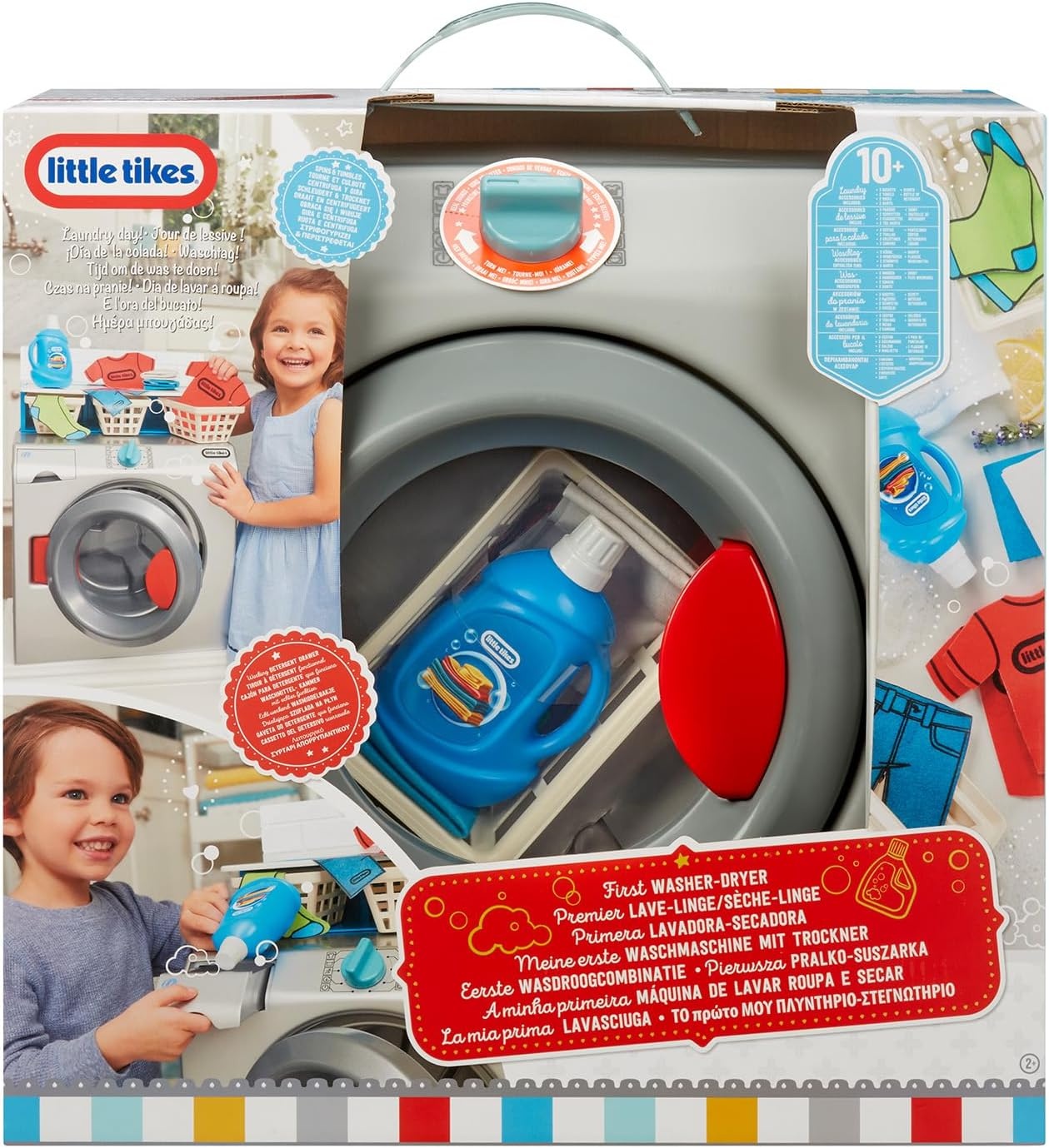 Little Tikes First Fridge Refrigerator with Ice Dispenser Pretend Play Appliance for Kids, Play Kitchen Set with Playset Accessories Unique Toy Multi-Color, 15.8 Wide x 11.5 deep x 23 Tall(First Washer-Dryer)