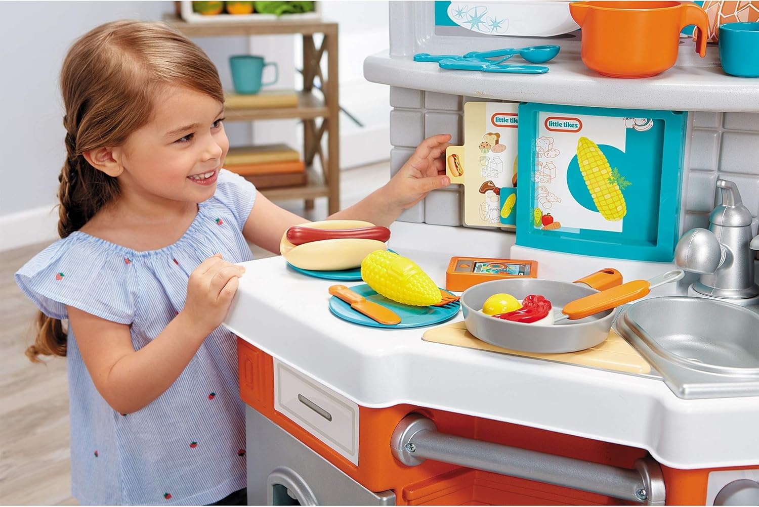 Little Tikes Home Grown Kitchen – Role Play Realistic Kitchen Real Cooking & Water Boiling Sounds Kitchen Accessories Set for Girls Boys – Multicolor 22 x 18 x 30.25 inches