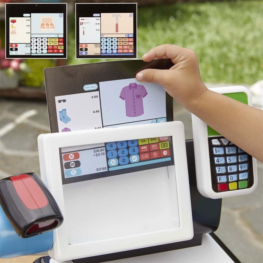 Little Tikes First Self-Checkout Stand Realistic Cash Register Pretend Play Toy for Kids , White