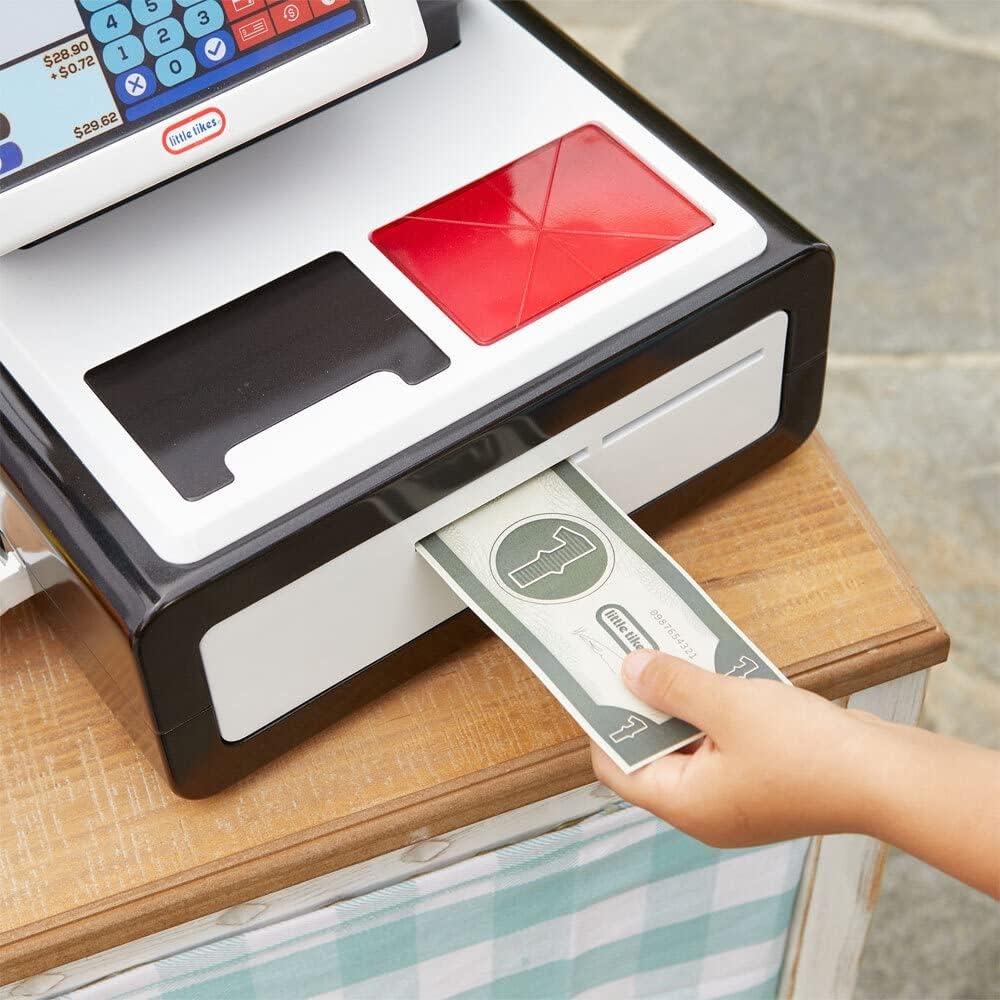 Little Tikes First Self-Checkout Stand Realistic Cash Register Pretend Play Toy for Kids , White