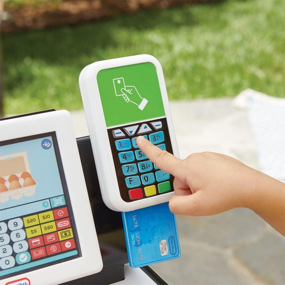 Little Tikes First Self-Checkout Stand Realistic Cash Register Pretend Play Toy for Kids , White