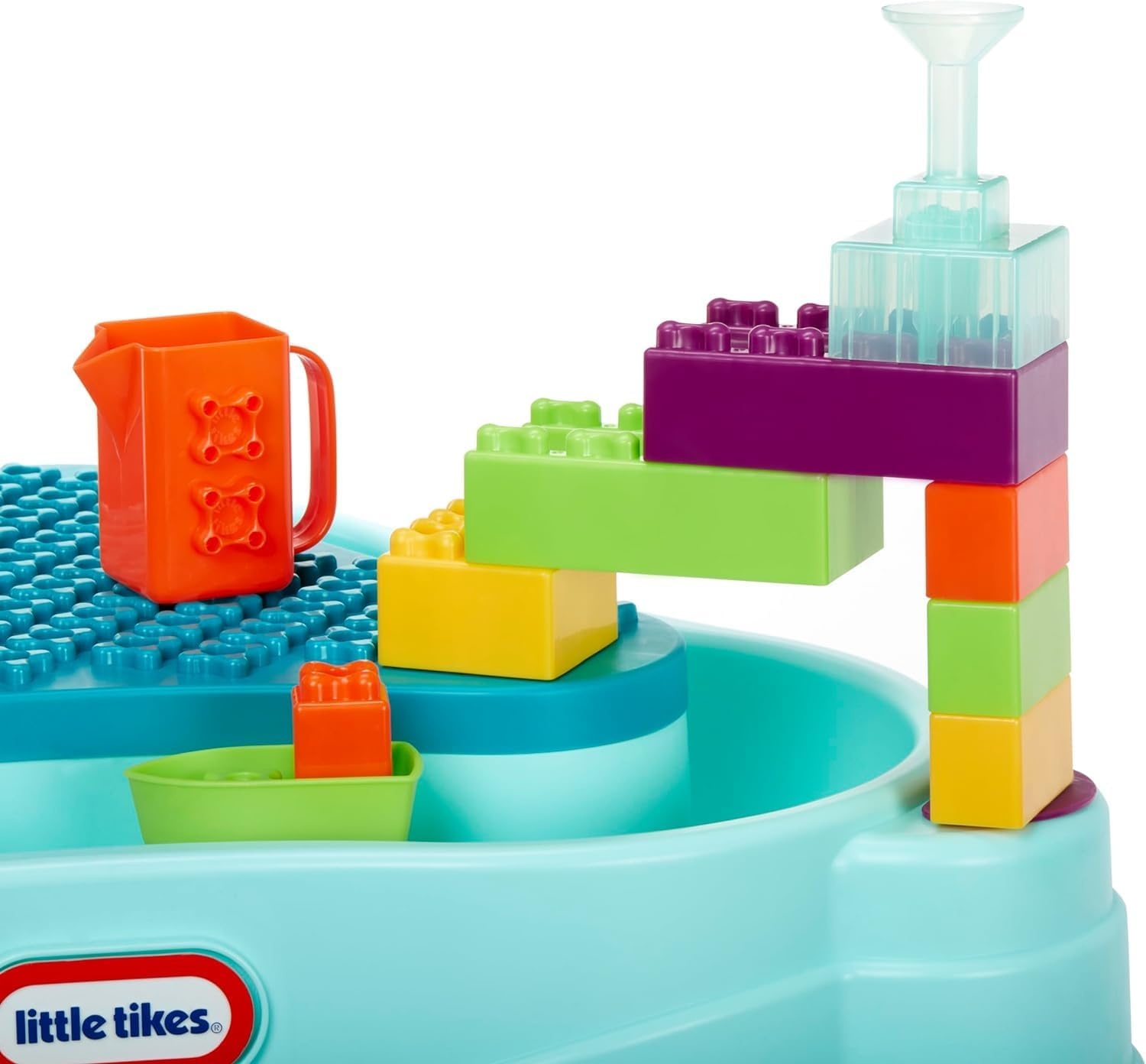 Little Tikes Build & Splash Water Table with 25 Piece Accessories – Wet/Dry Play, Indoor/Outdoor with Removeable Grow-with-Me Legs