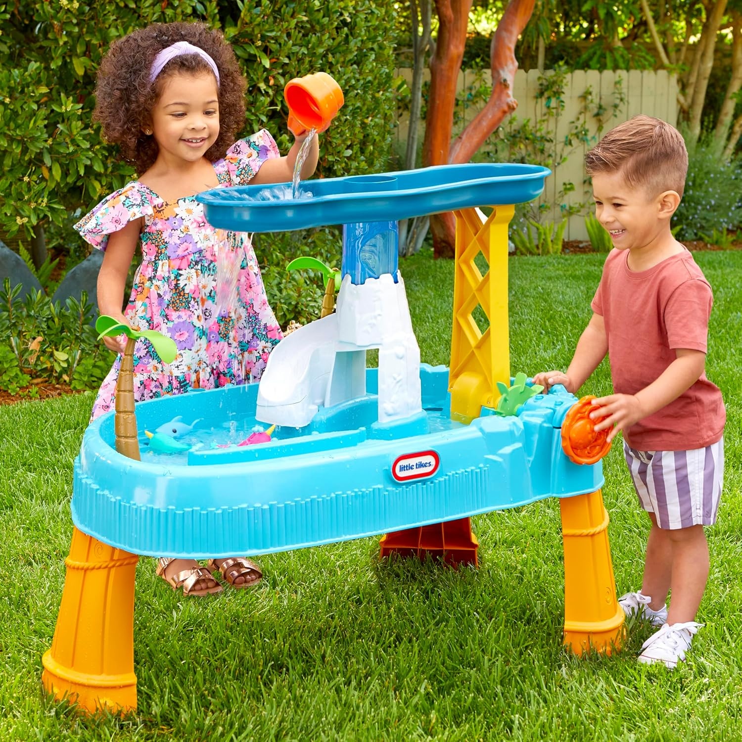 Little Tikes Waterfall Island Water Table (Amazon Exclusive) Activity Playset with Accessories, Outdoor, for Boys and Girls Ages 2-5 Years